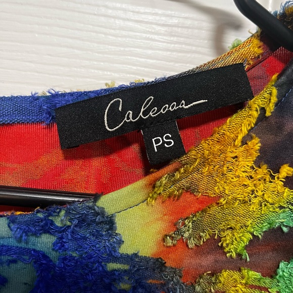 Calessa Multicolor Abstract Women's Artsy Flowy Blouse PS - Picture 3 of 6